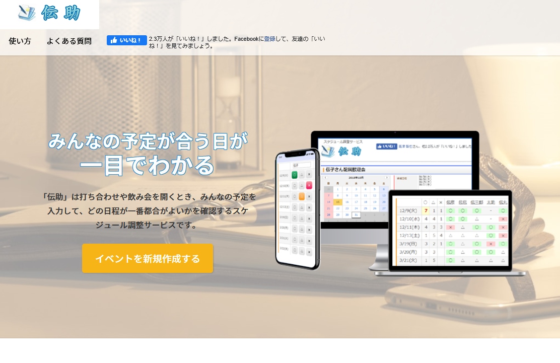 伝助トップ画面